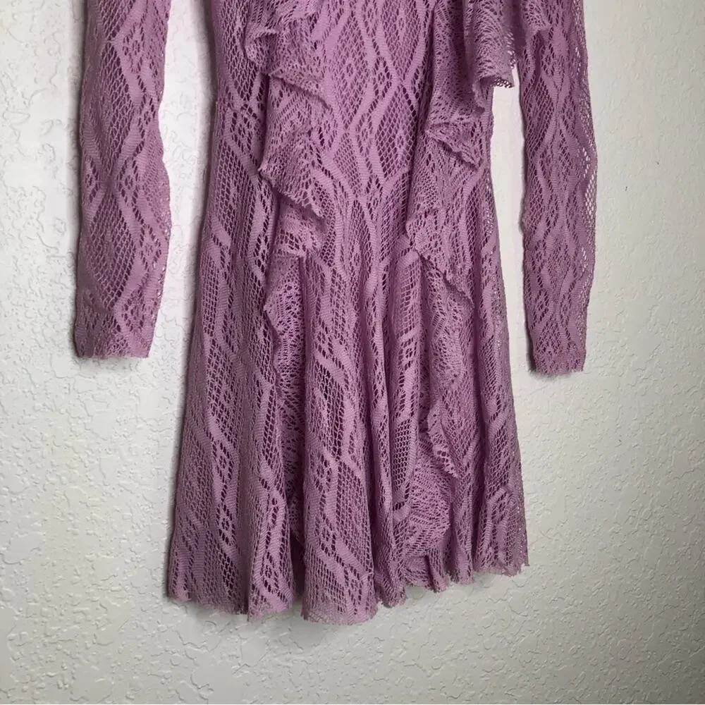 Free People wisteria pink purple lace ruffle dress size Extra Small NWT